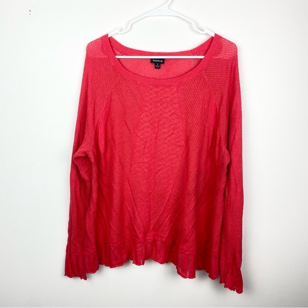 Torried | Red Long Sleeve Lightweight Sweater